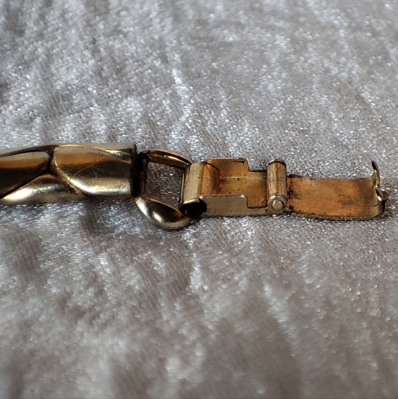 Vintage Gold Tone Signed KAFIN NEW YORK Link Bracelet Prong Set Topaz Citrine - Picture 10 of 16